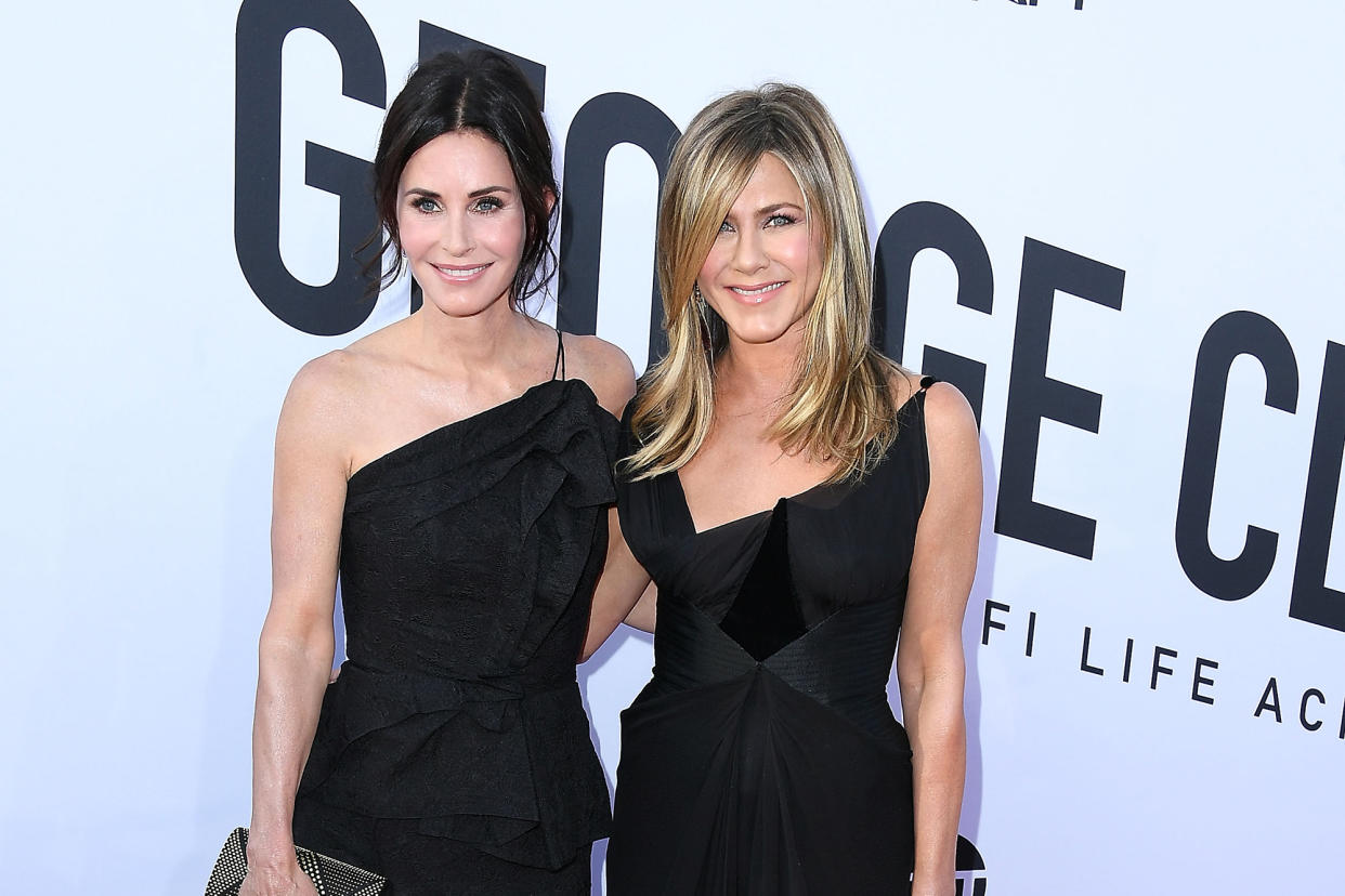Courteney Cox, Jennifer Aniston arrives at the American Film Institute's 46th Life Achievement Award Gala Tribute To George Clooney on June 7, 2018 in Hollywood, California. (Photo by Steve Granitz/WireImage)