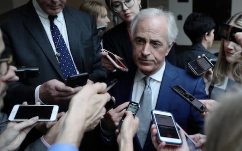 Senator Bob Corker after being briefed by the CIA - Credit: Reuters