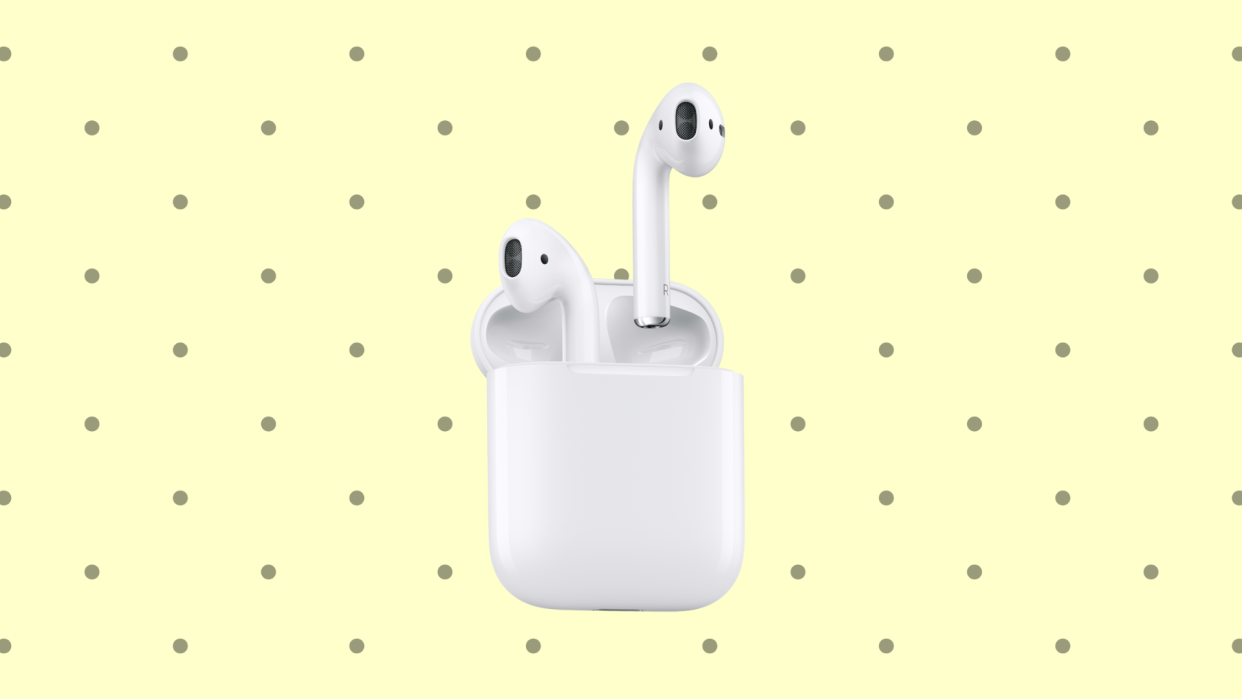 Peek-a-boo! The iconic Apple AirPods are a conspicuous steal this holiday weekend. (Photo: Apple)