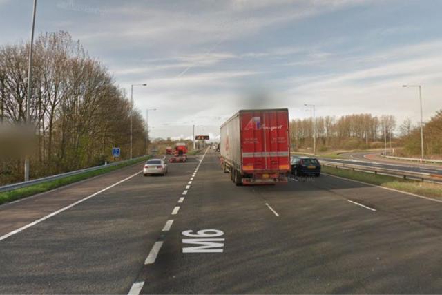 This is why two lanes on the M6 were closed causing 40 minute delays