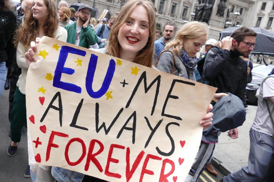 Voice of youth: thousands took to the streets of London in protest after last year’s EU referendum result (NurPhoto via Getty Images)