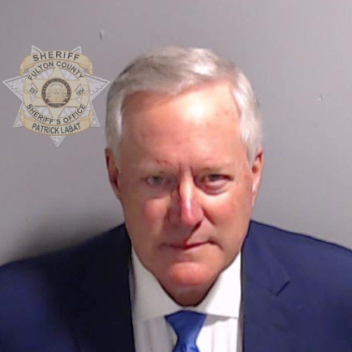 Mark Meadows seen in his police mugshot (FULTON COUNTY SHERIFF'S OFFICE/A)