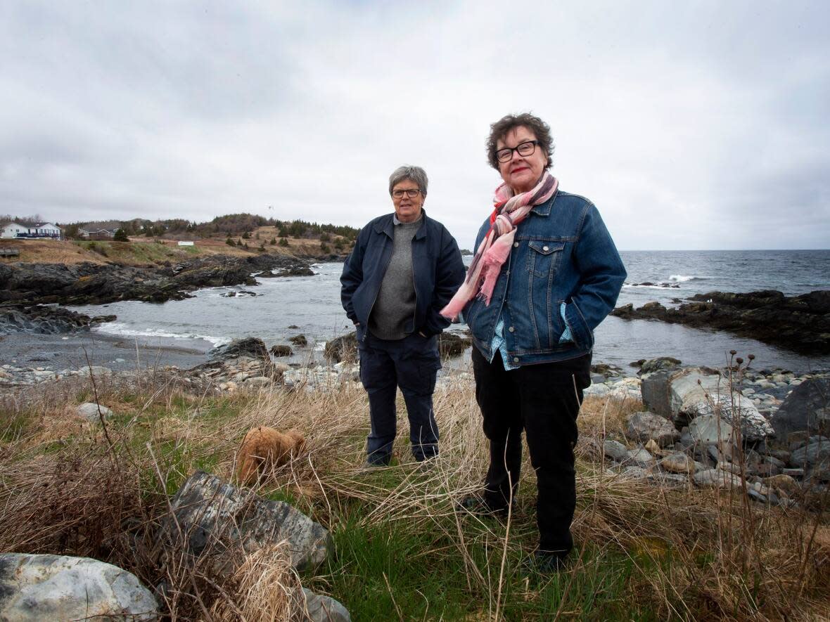 Wanda Crocker, left, and Gerry Rogers are pictured in Broad Cove. (Paul Daly/The Canadian Press - image credit)