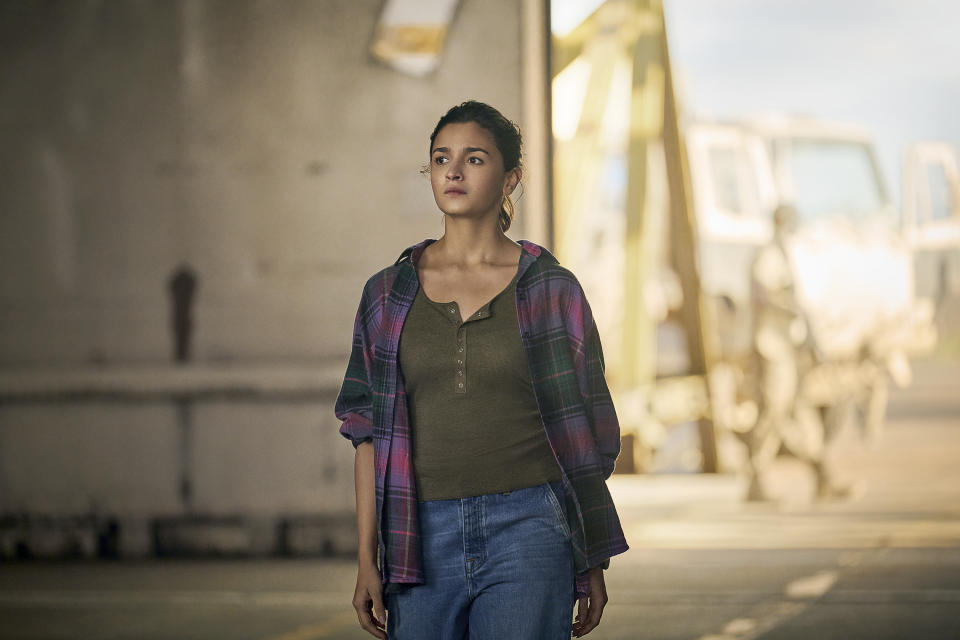 This image released by Netflix shows Alia Bhatt in a scene from "Heart of Stone." (Robert Viglasky/Netflix via AP)