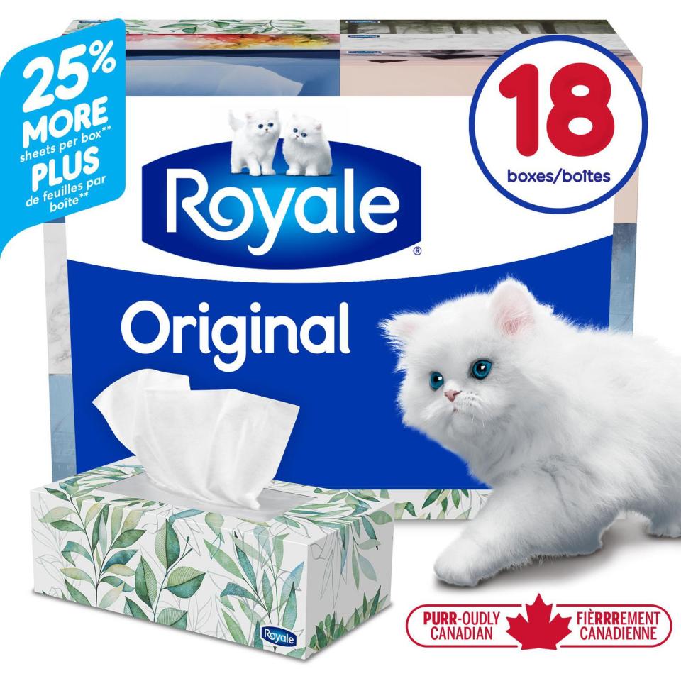 Royale Original 2 ply Facial Tissues 18 Flat Boxes. Image via Walmart.