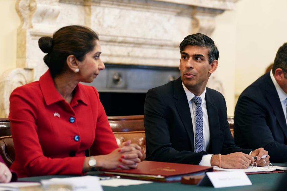 Suella Braverman has accused Rishi Sunak of ‘tinkering’ with failed plan (AP)