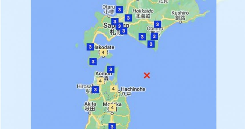 日本當地時間28日晚上6時18分發生地震。（圖／翻攝自hakodate119推特）