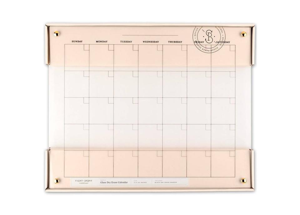 Glass Dry Erase Calendar