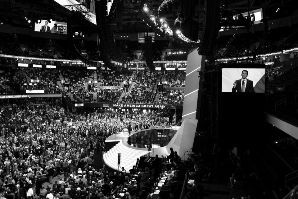 <p>Donald Trump Jr. speaks at the Republican National Convention Tuesday, July 19, 2016, in Cleveland, OH. (Photo: Khue Bui for Yahoo News)</p>
