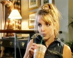 Britney Spears drinking coffee