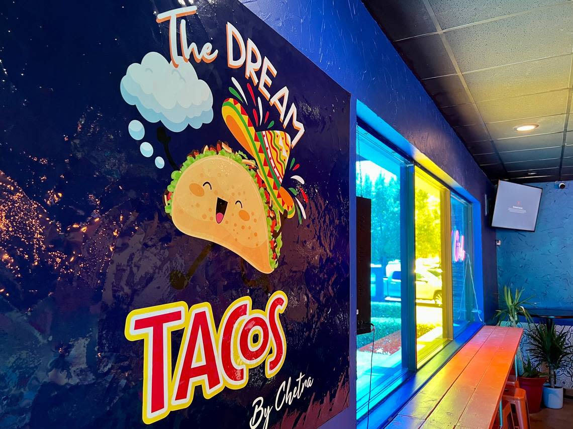 The Dream Tacos is in a strip shopping center on a busy corner in Bedford.