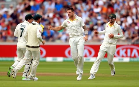 James Pattinson celebrates taking the wicket of England's Jason Roy - Credit: Mike Egerton/PA