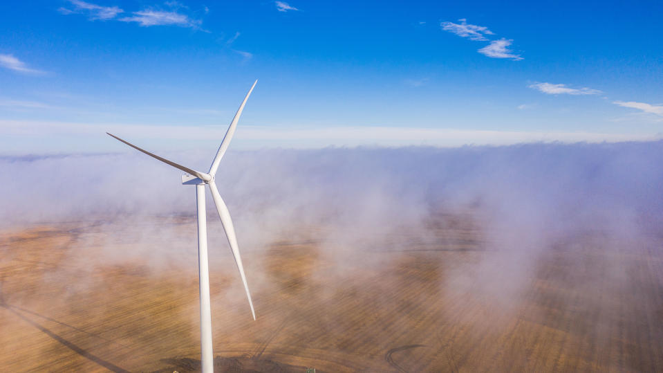 One of the turbines at ENGIE's 250MW Triple H Wind project in Hyde County, South Dakota.