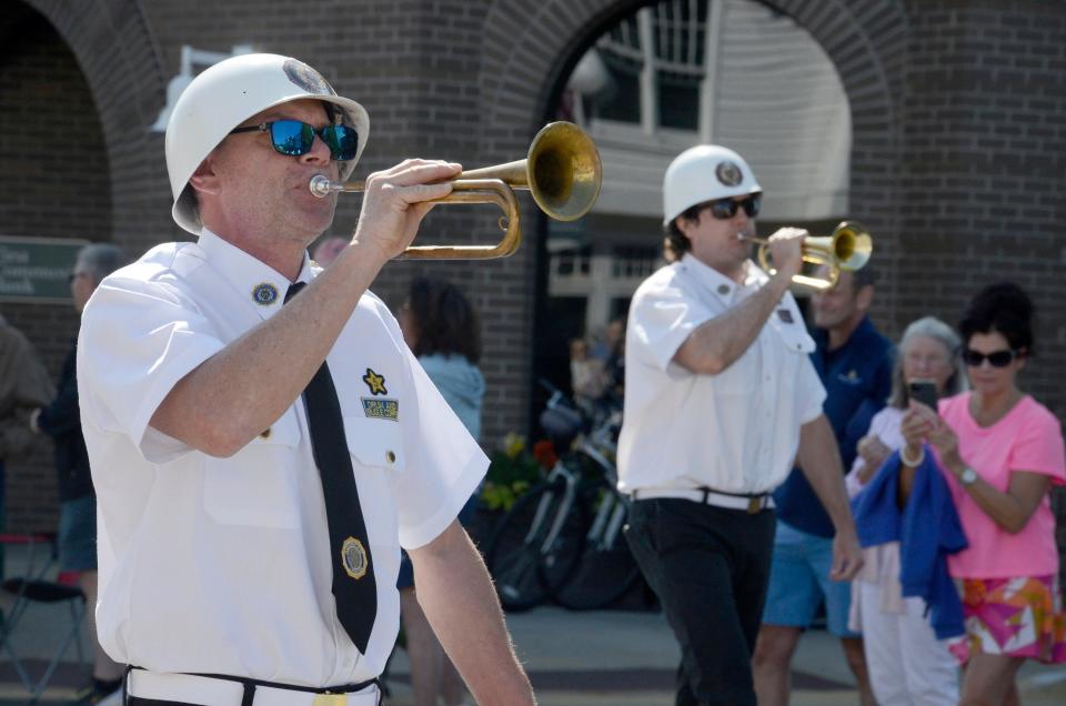Members of the American Legion, Sons & Auxiliary Post 281 band perform in the Memorial Day parade on Monday, May 29, 2023 in Harbor Springs.