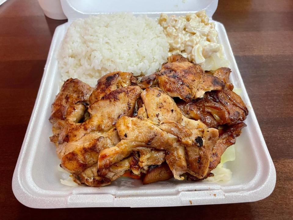 Huli-huli chicken is a dish to order at Tasty Hawaiian BBQ in Sacramento’s River Gardens neighborhood.