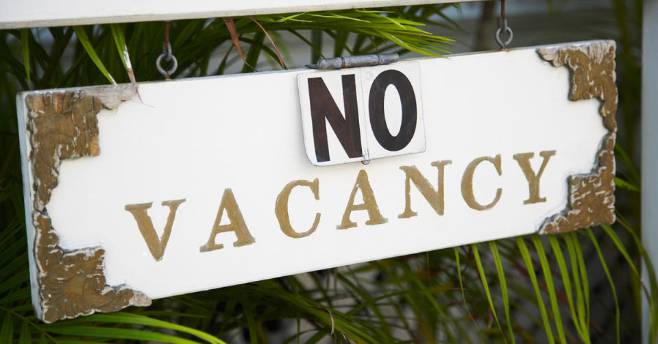 Hotel no vacancy sign. Photo: Getty Images.