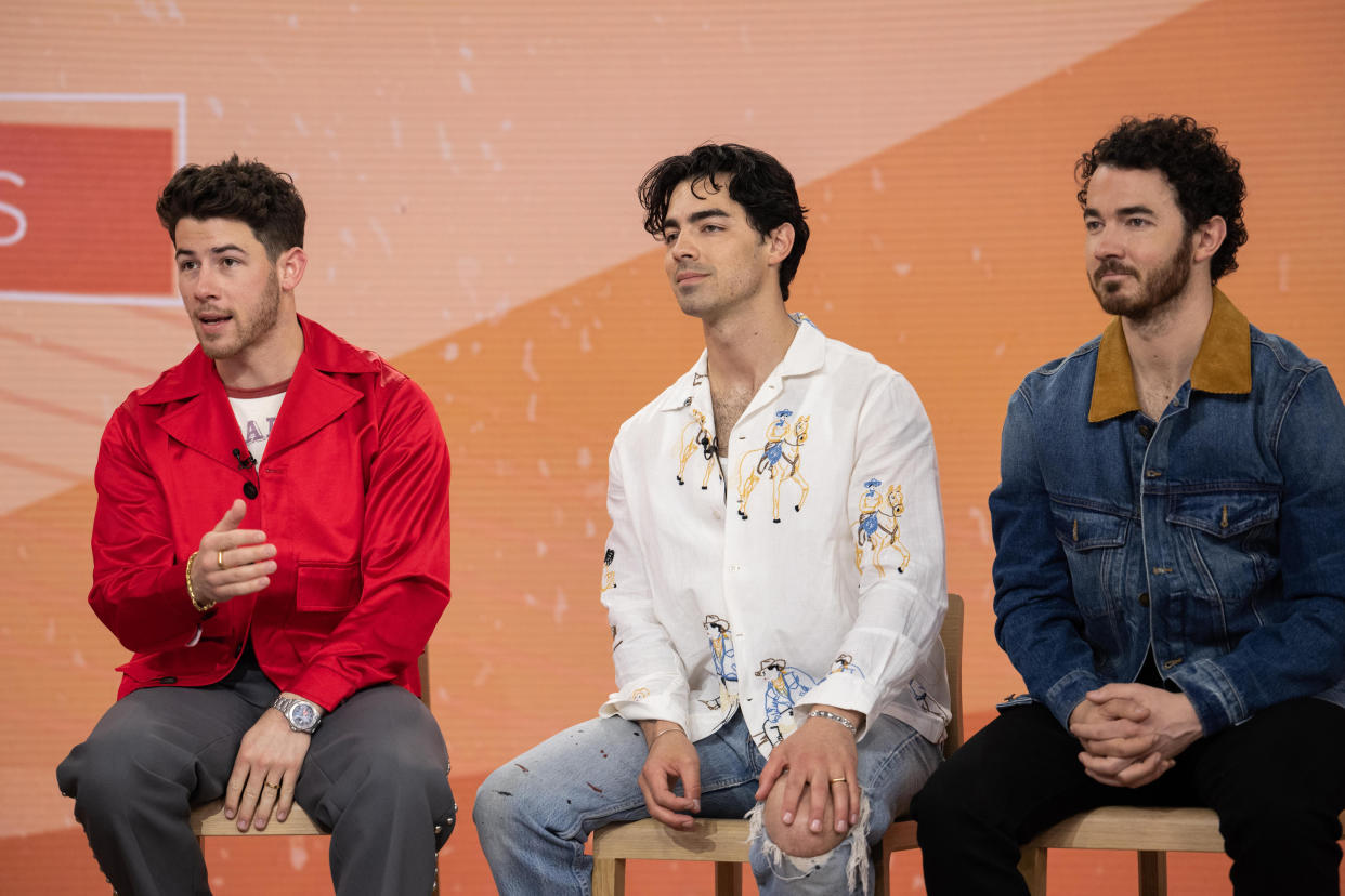 TODAY -- Pictured: Nick Jonas, Joe Jonas and Kevin Jonas of the Jonas Brothers on Friday May 12, 2023 -- (Photo by: Nathan Congleton/NBC via Getty Images)