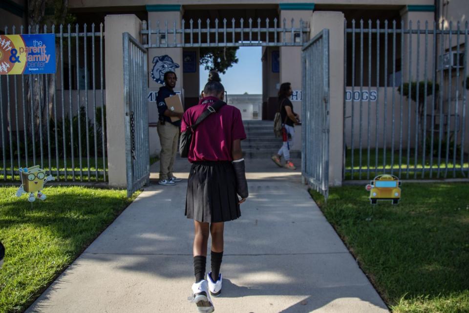 La'Veyah Mosley enters Gompers Middle School.