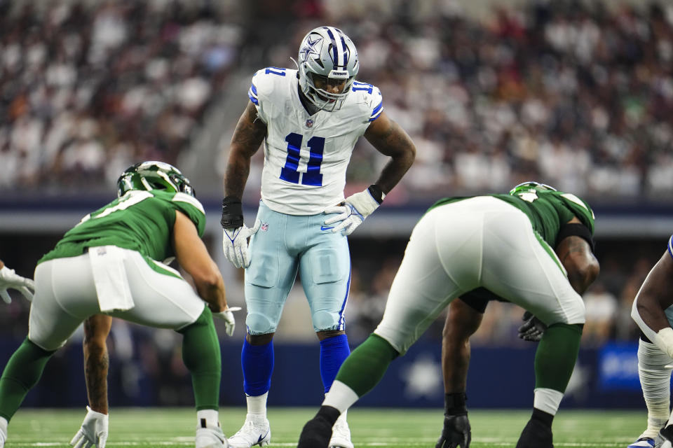 Micah Parsons of the Dallas Cowboys is the betting favorite to win NFL Defensive Player of the Year. (Photo by Cooper Neill/Getty Images)