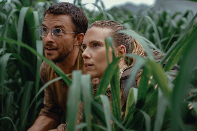 <p>Universal</p> Jonathan Bailey and Scarlett Johansson in 'Jurassic World Rebirth'