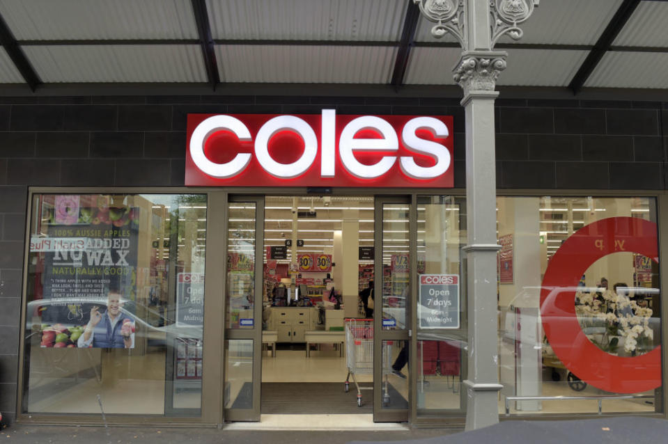 Pictured is the outside of a Coles supermarket.