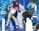 <p>Jason Momoa is in great spirits while in full costume on the set of <em>Slumberland</em> in Toronto on Monday.</p>