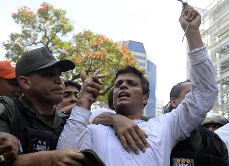 Leopoldo López el día que fue detenido en Caracas (AFP)