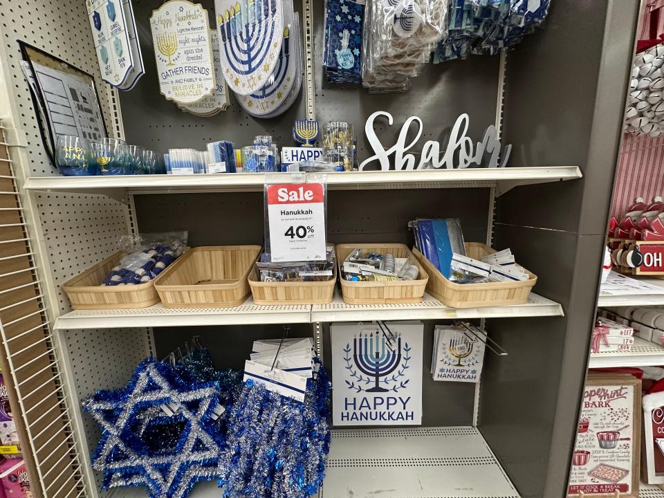 Hannukah end cap display at Michaels