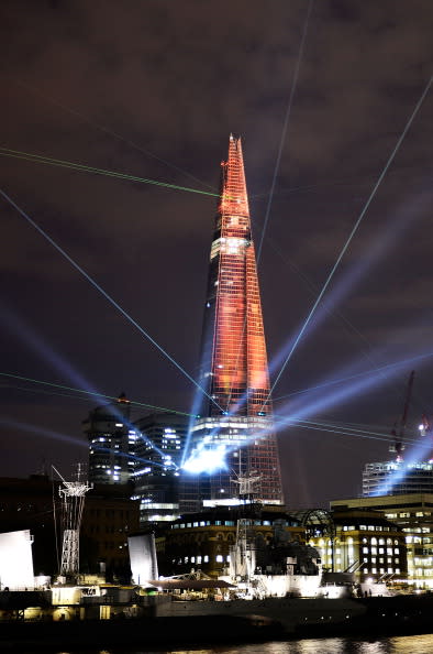 The Shard or Shard London Bridge (formerly known as London Bridge Tower or the Shard of Glass) is a skyscraper in Southwark, London. (Photo by Bethany Clarke/Getty Images)