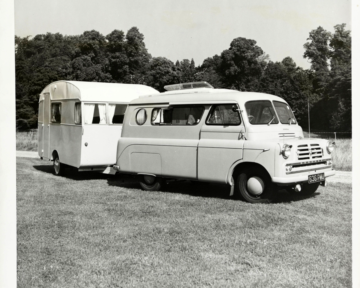 A Dormobile caravan towing an Alpine Sprite 4 berth caravan