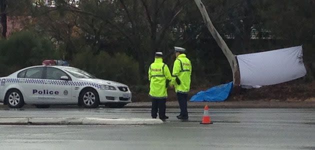 Police at the scene of the fatal crash at Ingle Farm. Photo: Sean Perry, 7News.