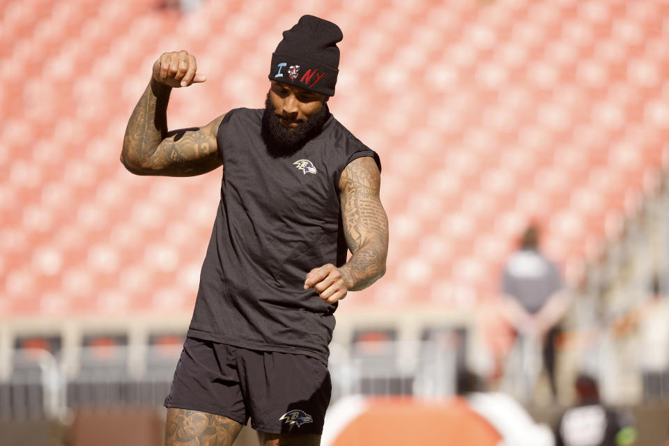 Odell Beckham Jr. won't be playing in Week 4's crucial Ravens-Browns clash. (AP Photo/Kirk Irwin)