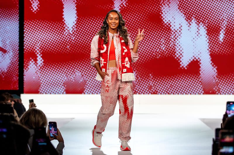 Athletes reveal lululemon's Team Canada uniforms for the Paris 2024 Olympics, in Toronto