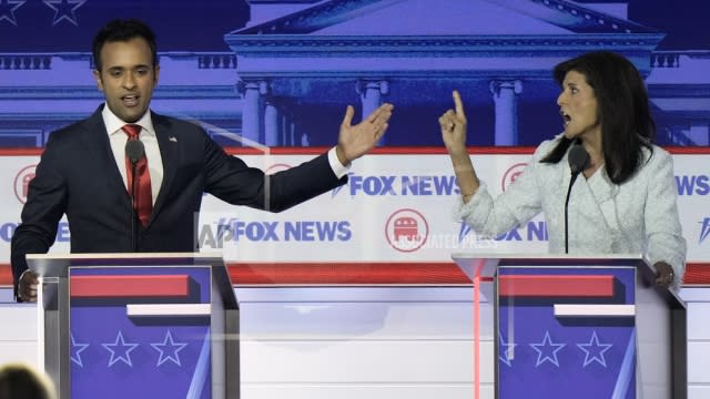 Vivek Ramaswamy and Nikki Haley at GOP Presidential Debate in Milwaukee