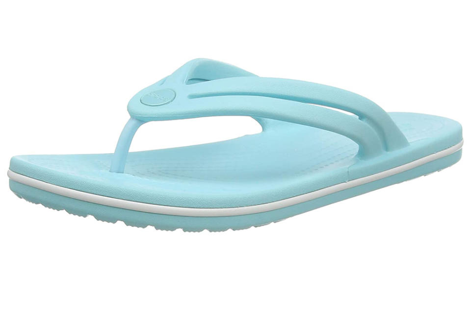 crocs,  blue, thong sandals, flip flops