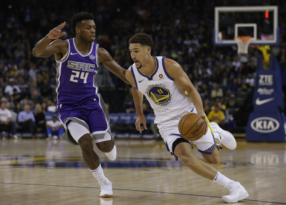 Golden State Warriors guard Klay Thompson is pledging funds to North Bay wildfire relief efforts. (AP)