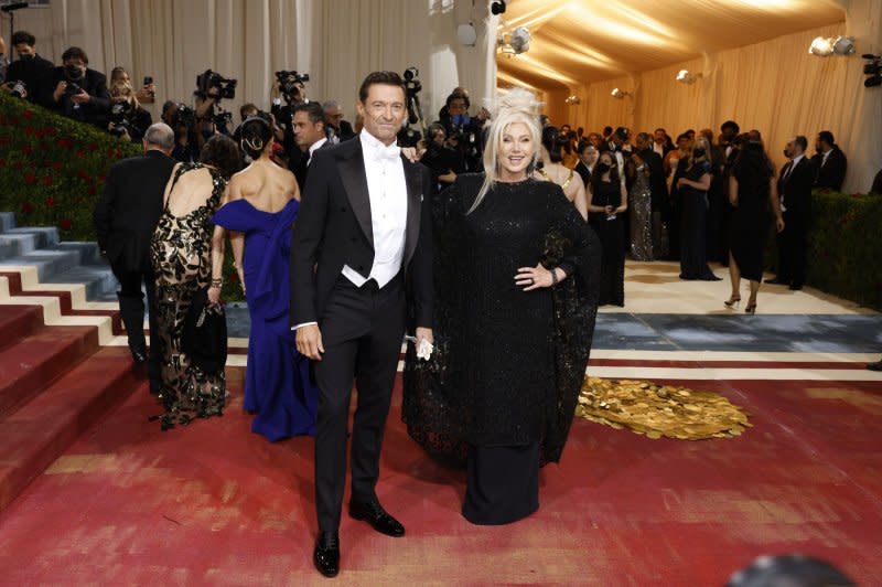 Hugh Jackman and Deborra-Lee Furness arrive on the red carpet for The Met Gala at The Metropolitan Museum of Art celebrating the Costume Institute opening of "In America: An Anthology of Fashion" in New York City in 2022. File Photo by John Angelillo/UPI