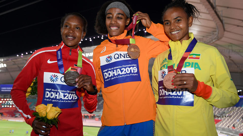 Sifan Hassan, pictured here with her gold medal.