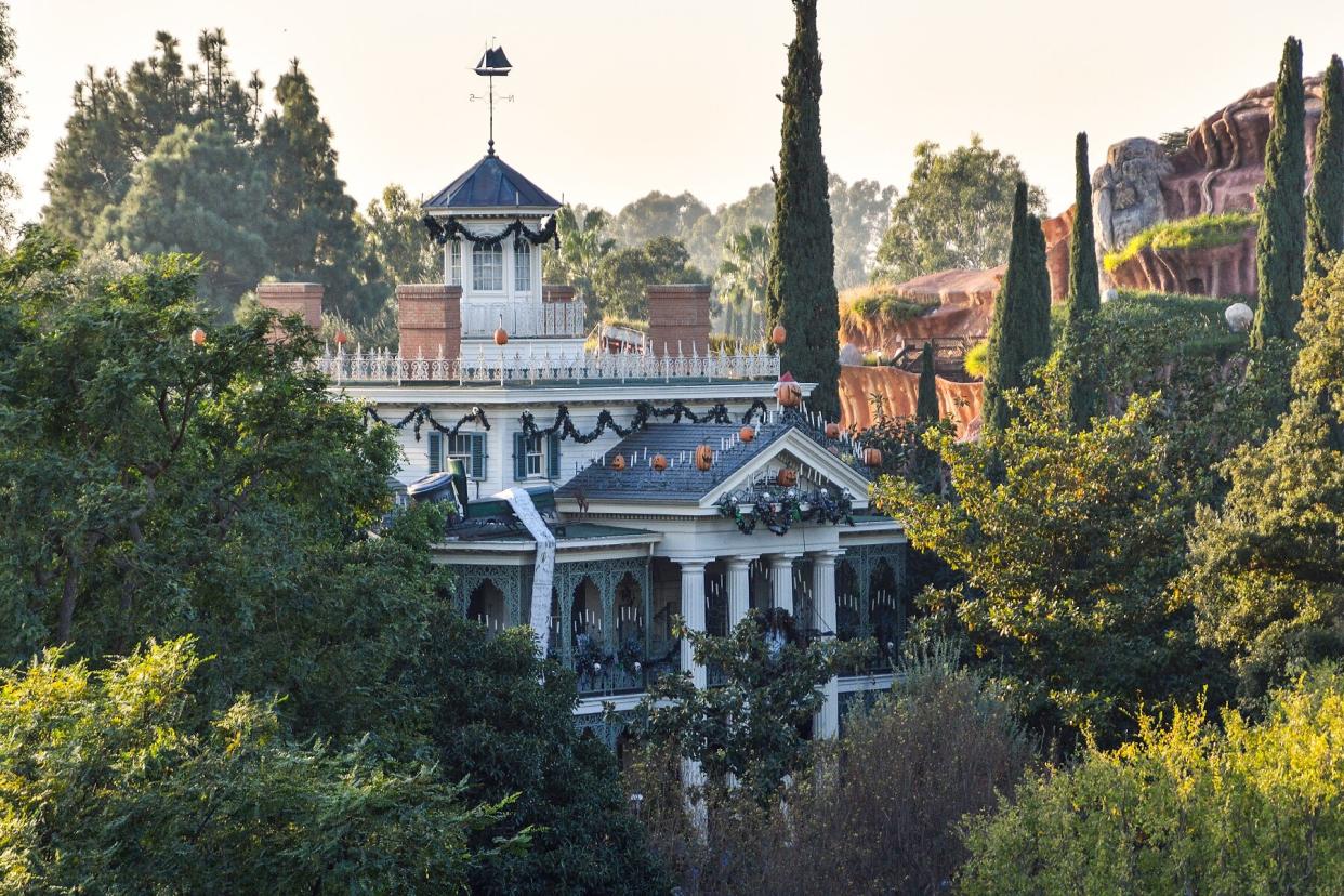 Disneyland's Haunted Mansion seen from Tarzan's Treehouse in Anaheim, California