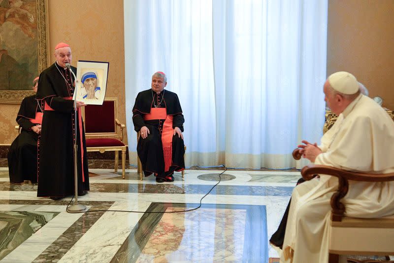 Pope Francis meets with delegation of Mother Teresa Award at the Vatican