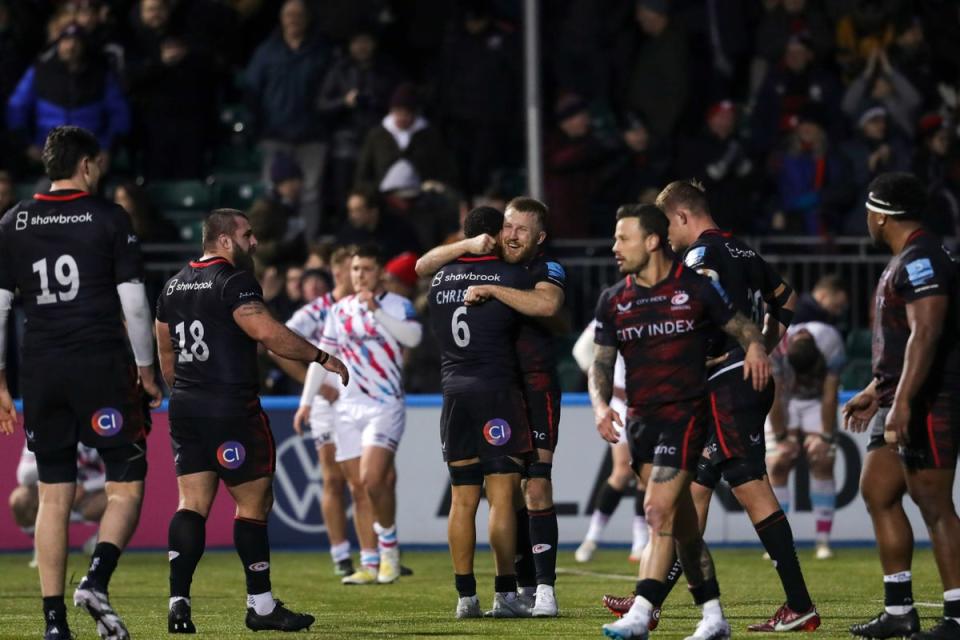 Drama: Sarries left it late against struggling Bristol  (PA)