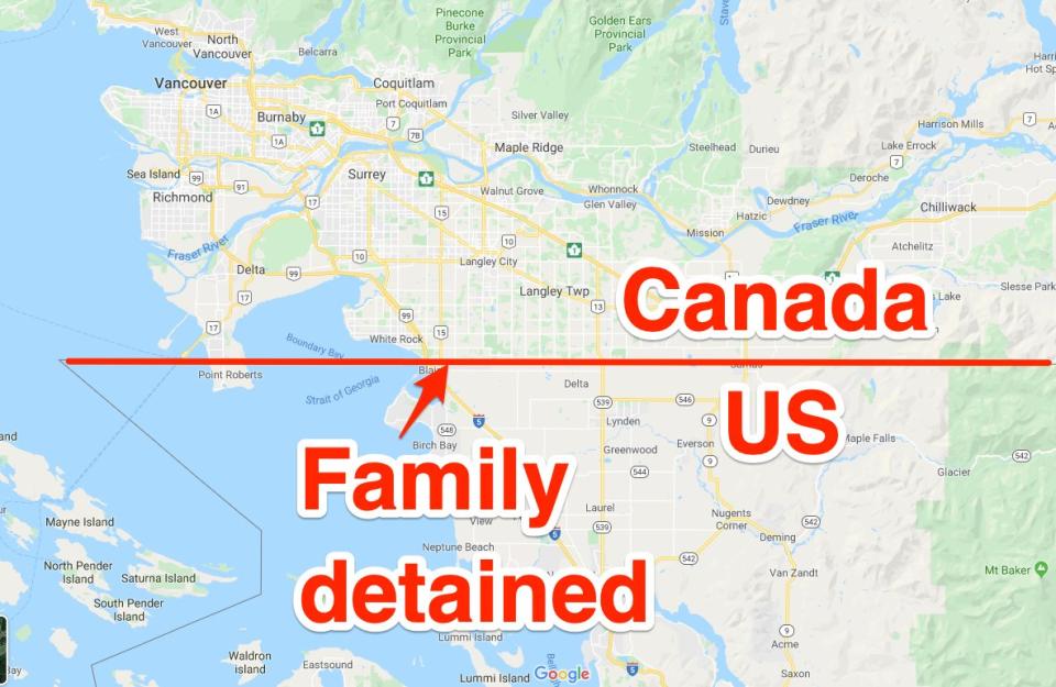 4/3  The location of where the Connors family were taken into custody by CBP agents on October 2 after an illegal border crossing from British Columbia into Washington state.