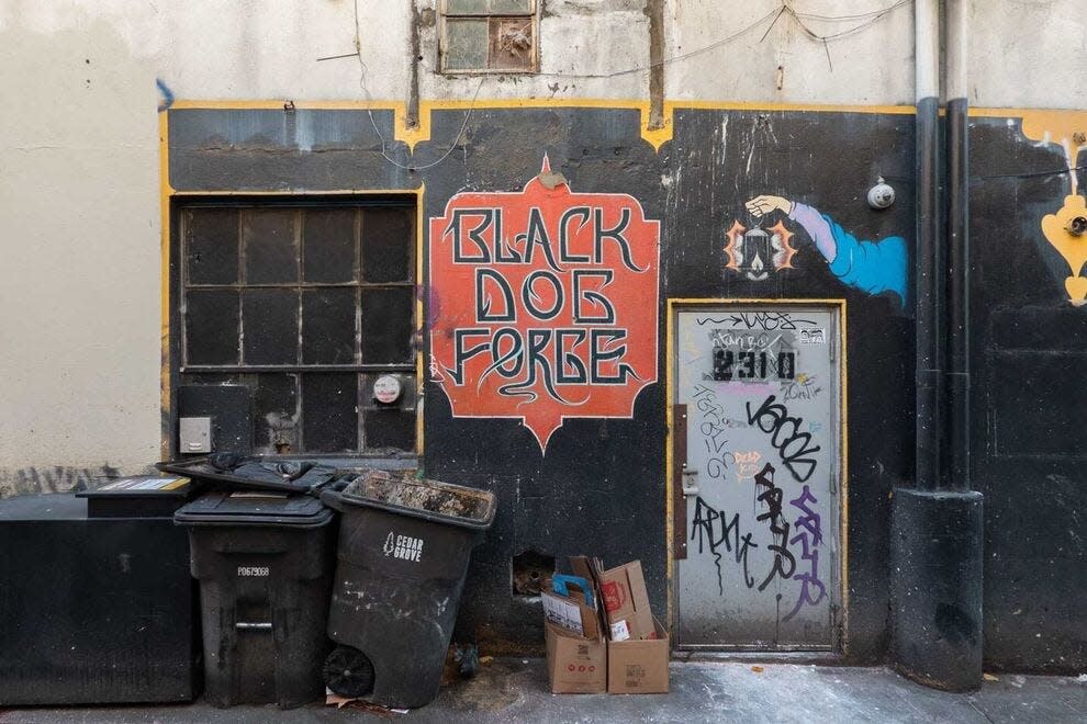 Black Dog Forge, a former practice space for grunge bands Soundgarden and Pearl Jam, makes a great selfie backdrop
