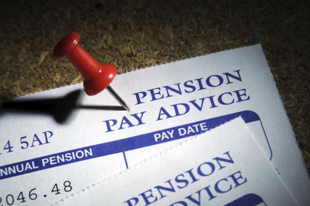 PRIVATE PENSION PAY ADVICE ON NOTICE BOARD WITH PIN