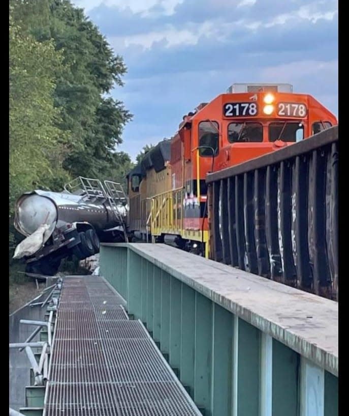 A train struck a tanker truck in Franklin Township on Sept. 11.