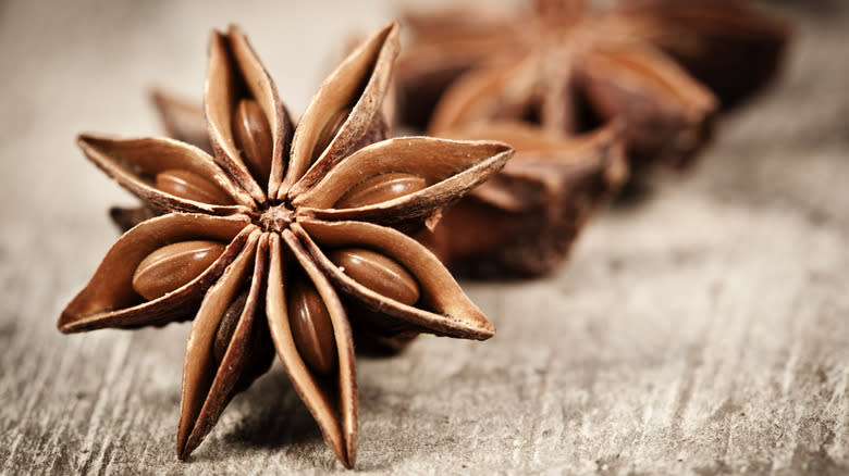 star anise wooden table