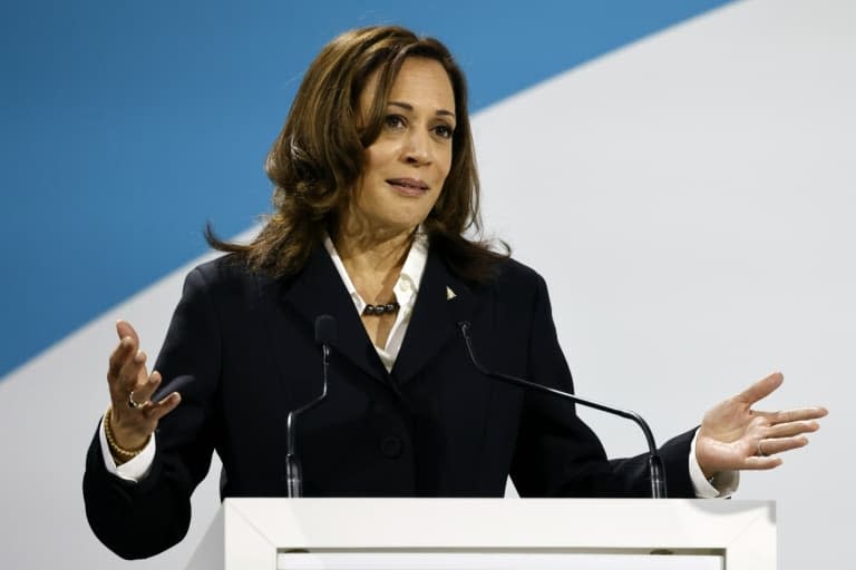 La vice-présidente américaine Kamala Harris lors du Forum de Paris sur la Paix, le 11 novembre 2021 - Ludovic MARIN © 2019 AFP