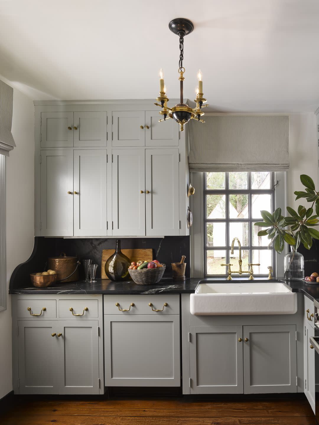 small kitchen soapstone backsplash grey cabinetry colonial williamsburg heather chadduck