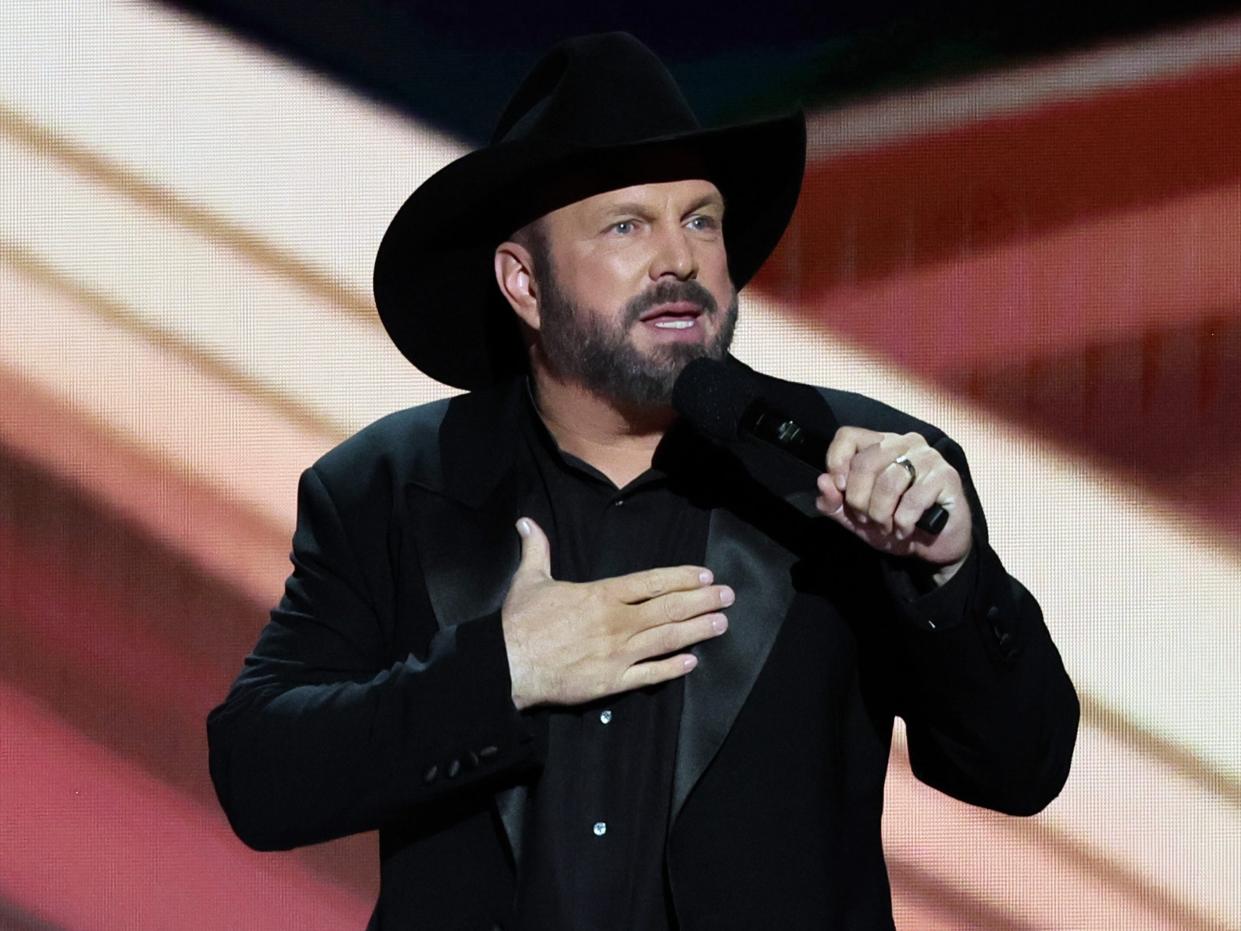 Garth Brooks speaks onstage during the 58th Academy Of Country Music Awards.