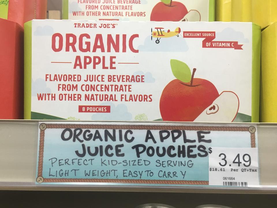 trader joe's organic apple juice